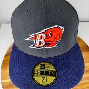 New Era 59FIFTY Fitted Baseball Cap Bison Logo Gray Navy Size 7 1/4